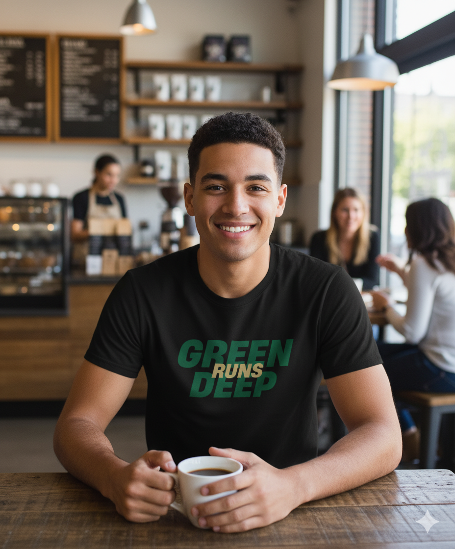 Green Runs Deep Unisex Shortsleeve Black Tee